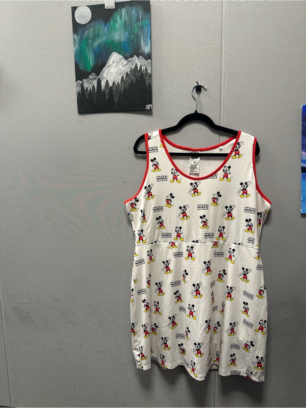 Disney White Mickey Mouse Tank Romper with Red Trim